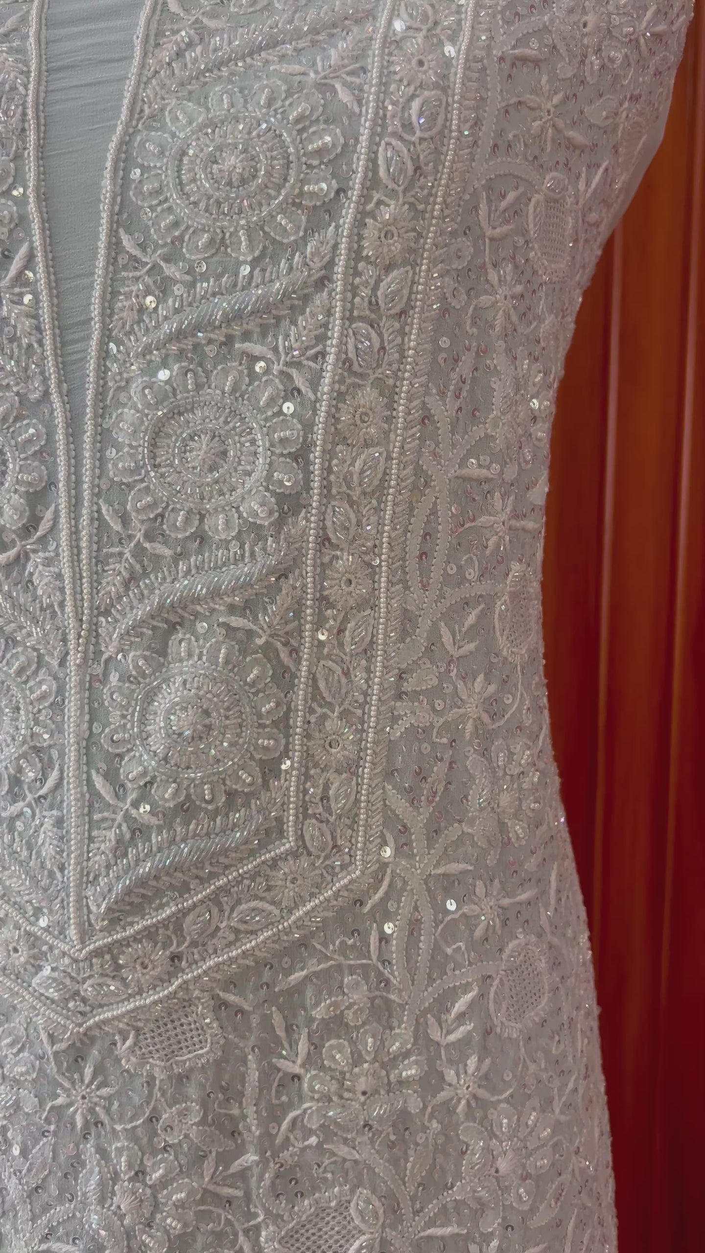 Suhaan Powder Blue Chikankari pearl sequins kurta and dupatta